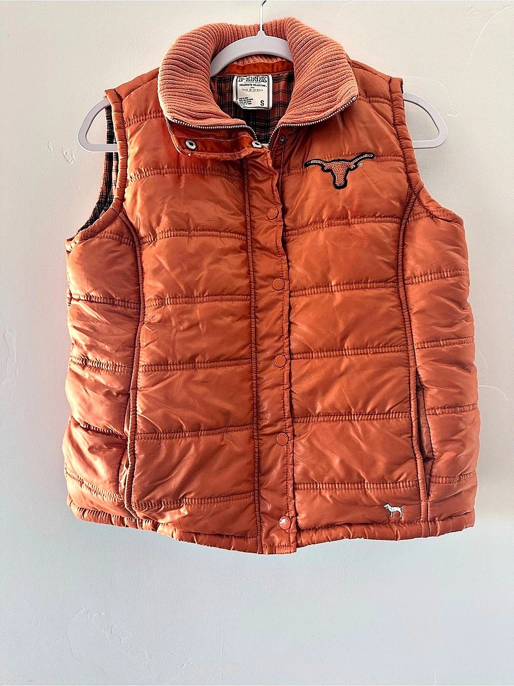 Size Small Hard to find TEXAS Longhorns Pink Puffer Vest, Y2K, 5th and Ocean